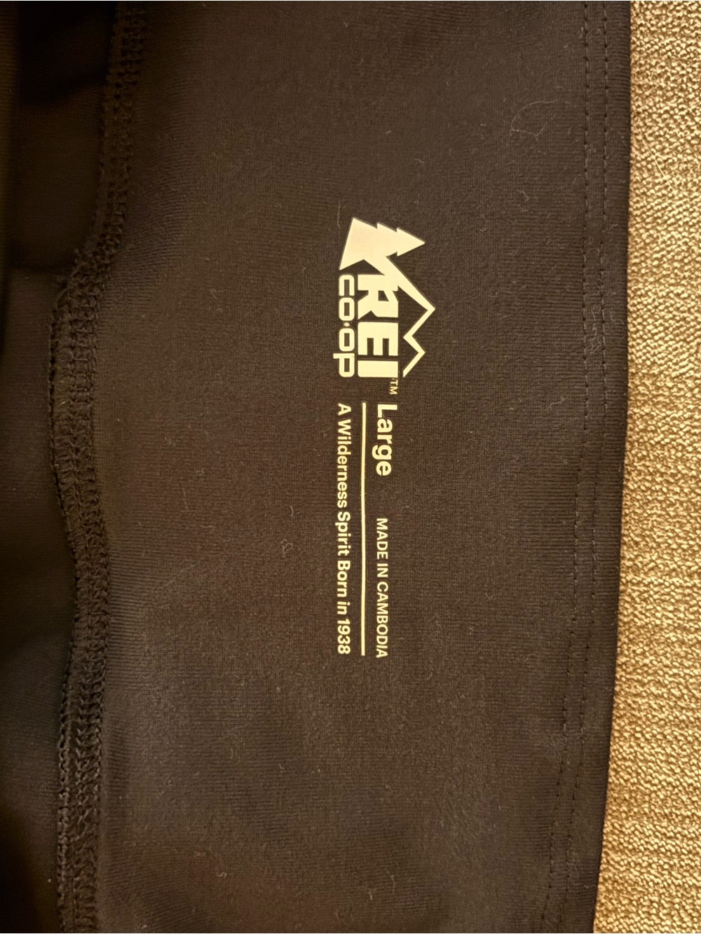 REI Black running Leggings with White Logo